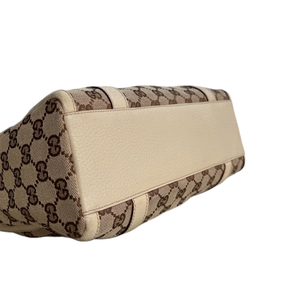 GUCCI GG Canvas D-Ring Vintage Abbey Bowler Boston Bag Beige - Picture 6 of 14